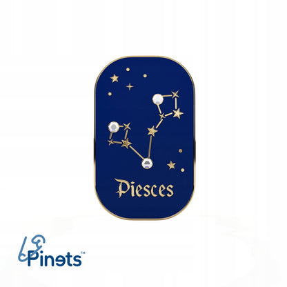 Semn zodiacal Pești - broșă cu zirconiu finisată cu aur de 14K