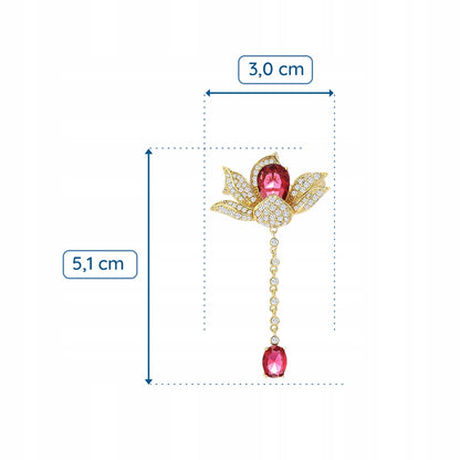 Floare cu lanț - broșă placată cu aur de 14K