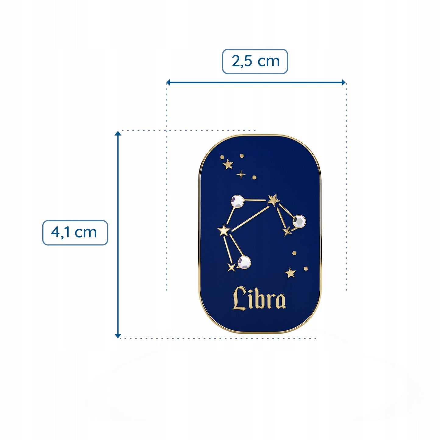 Semn zodiacal Balanță - broșă cu zirconiu finisată cu aur de 14K