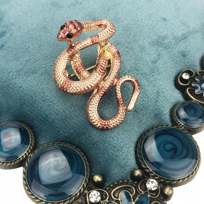 Broșă șarpe aurie cu zirconiu cubic