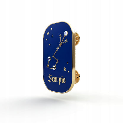 Semn zodiacal Scorpion - broșă cu zirconiu finisată cu aur de 14K