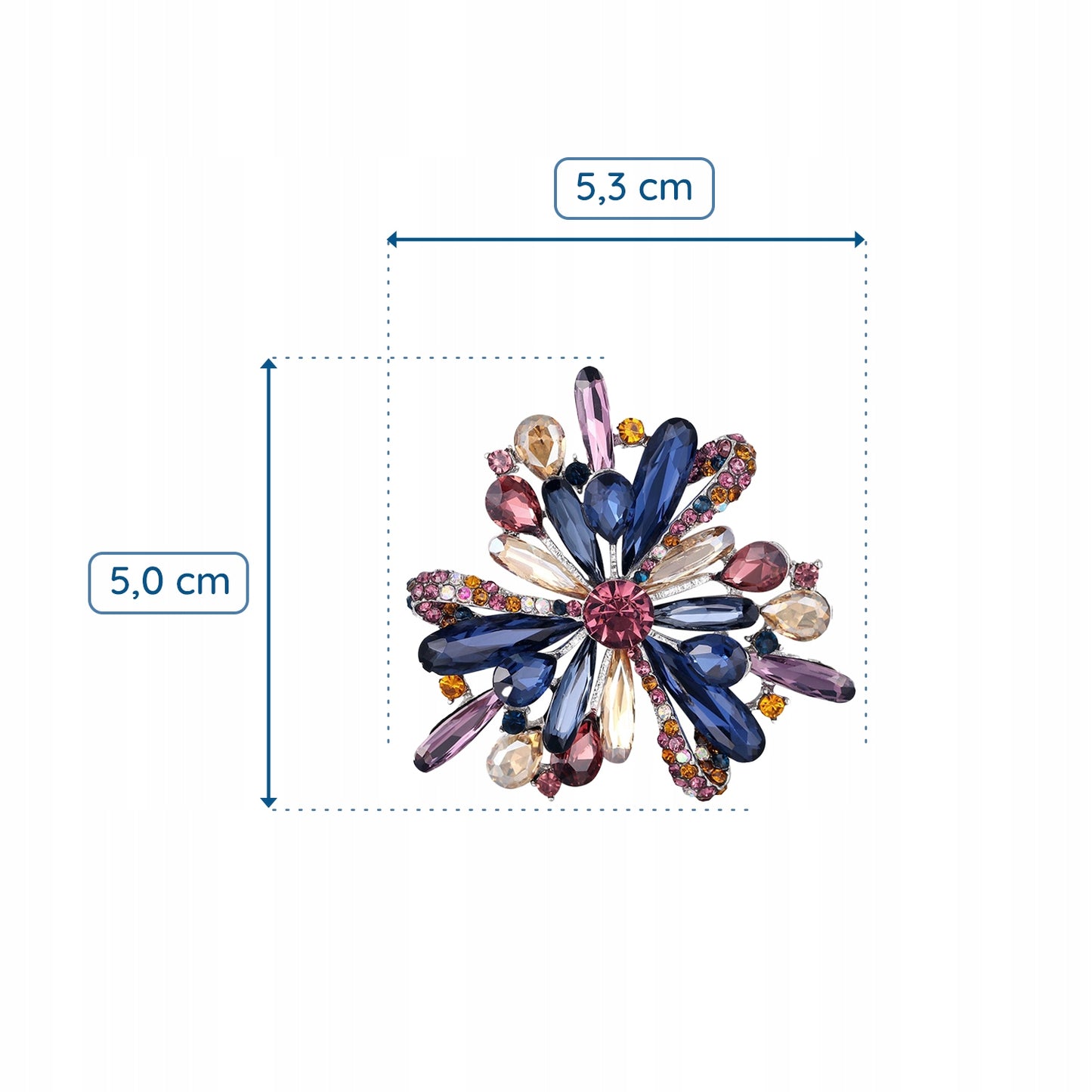 Floare colorată - broșă cu zirconiu cubic