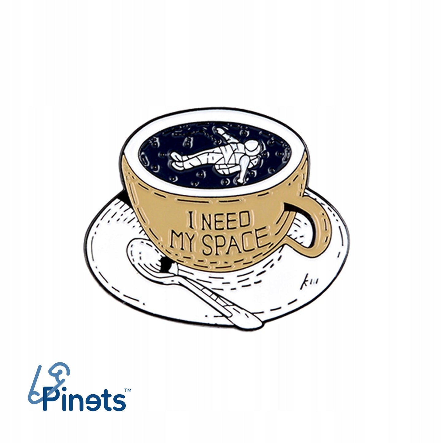 Cană de cafea cu un cosmonaut - broșă