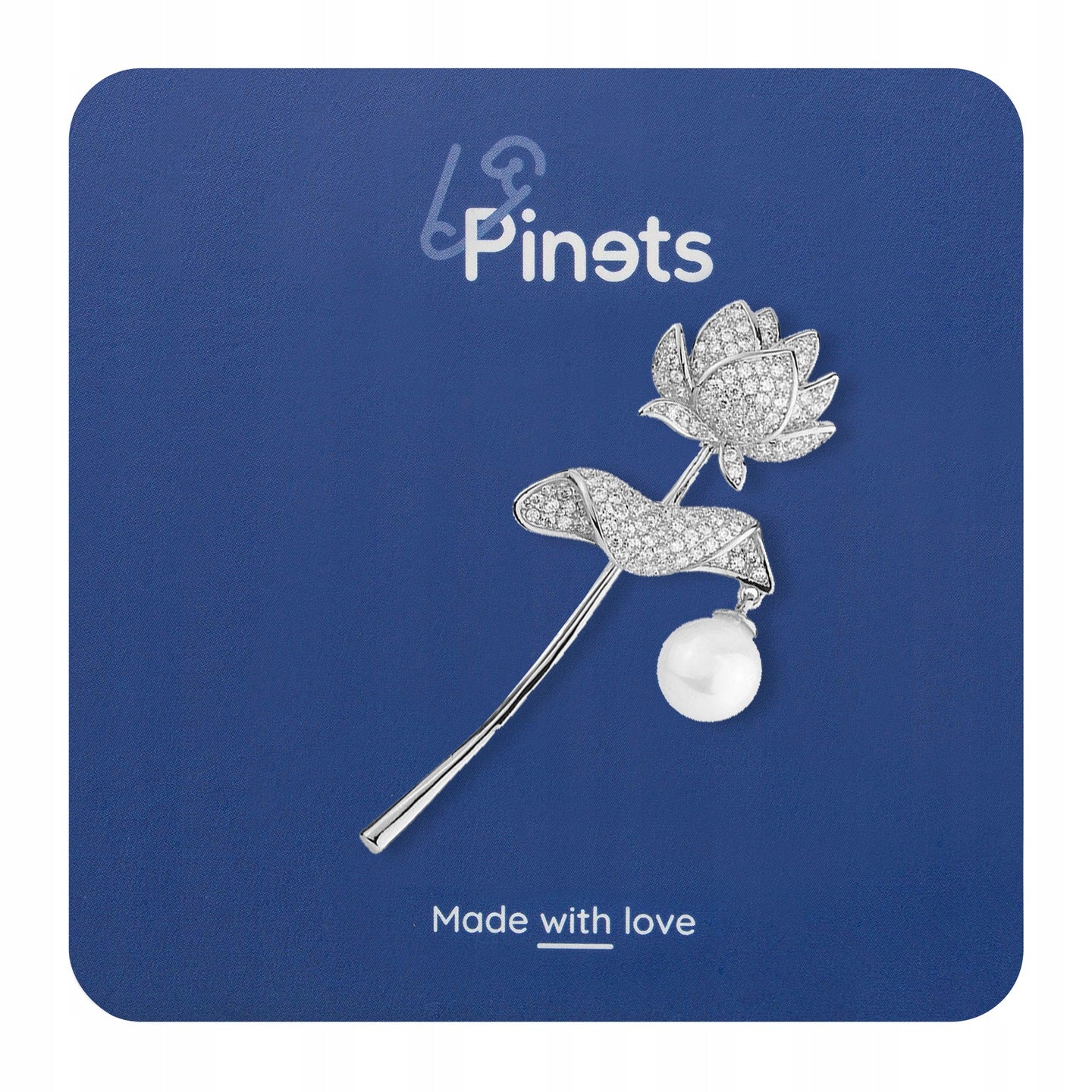 Argint placat cu aur roz cu broșă din aur alb de 14k