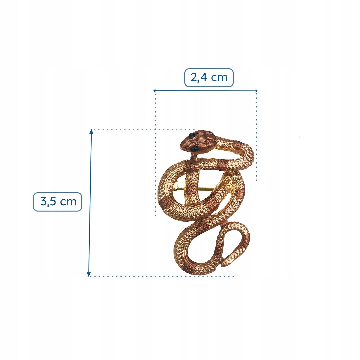 Broșă șarpe aurie cu zirconiu cubic