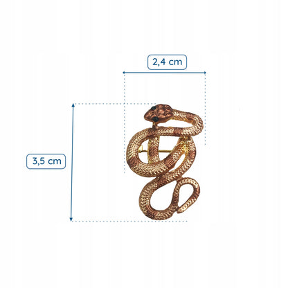 Broșă șarpe aurie cu zirconiu cubic