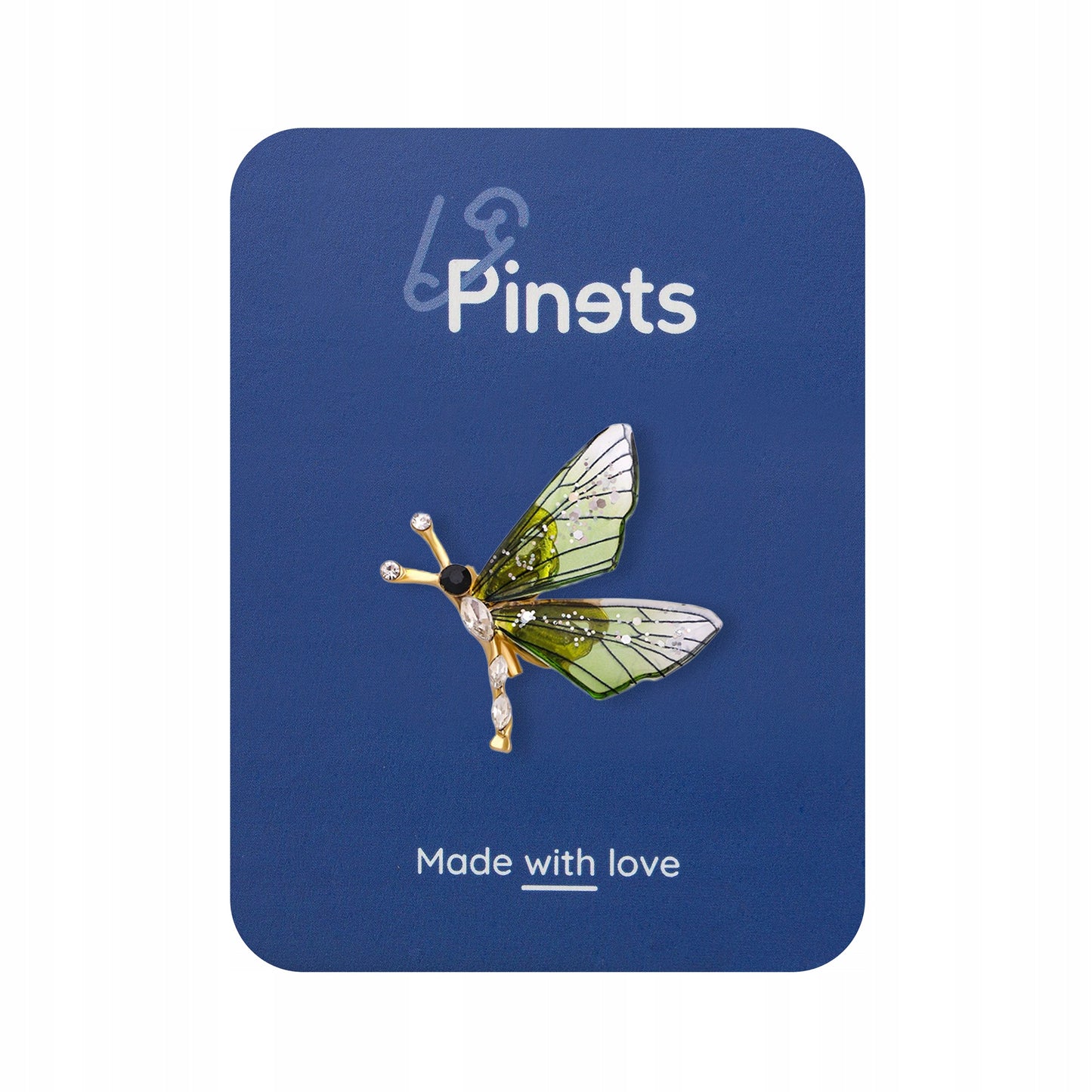 Fluture mic cu aripioare verzi din rășină - broșă