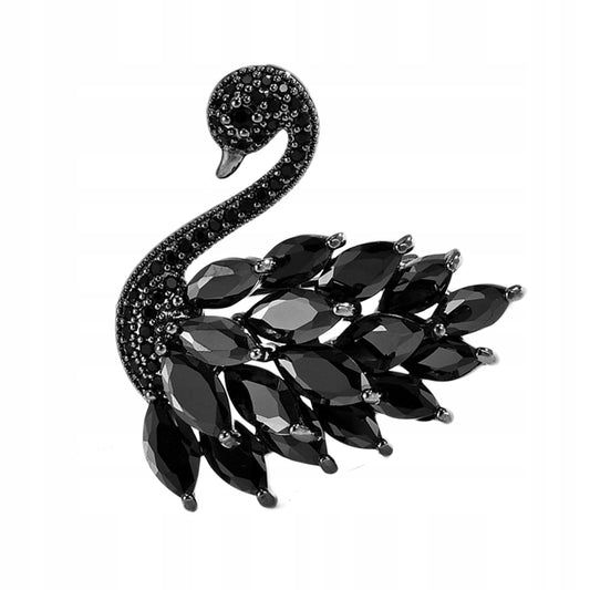 Lebădă Neagră - Broșă din Cupru cu Zirconiu Cubic