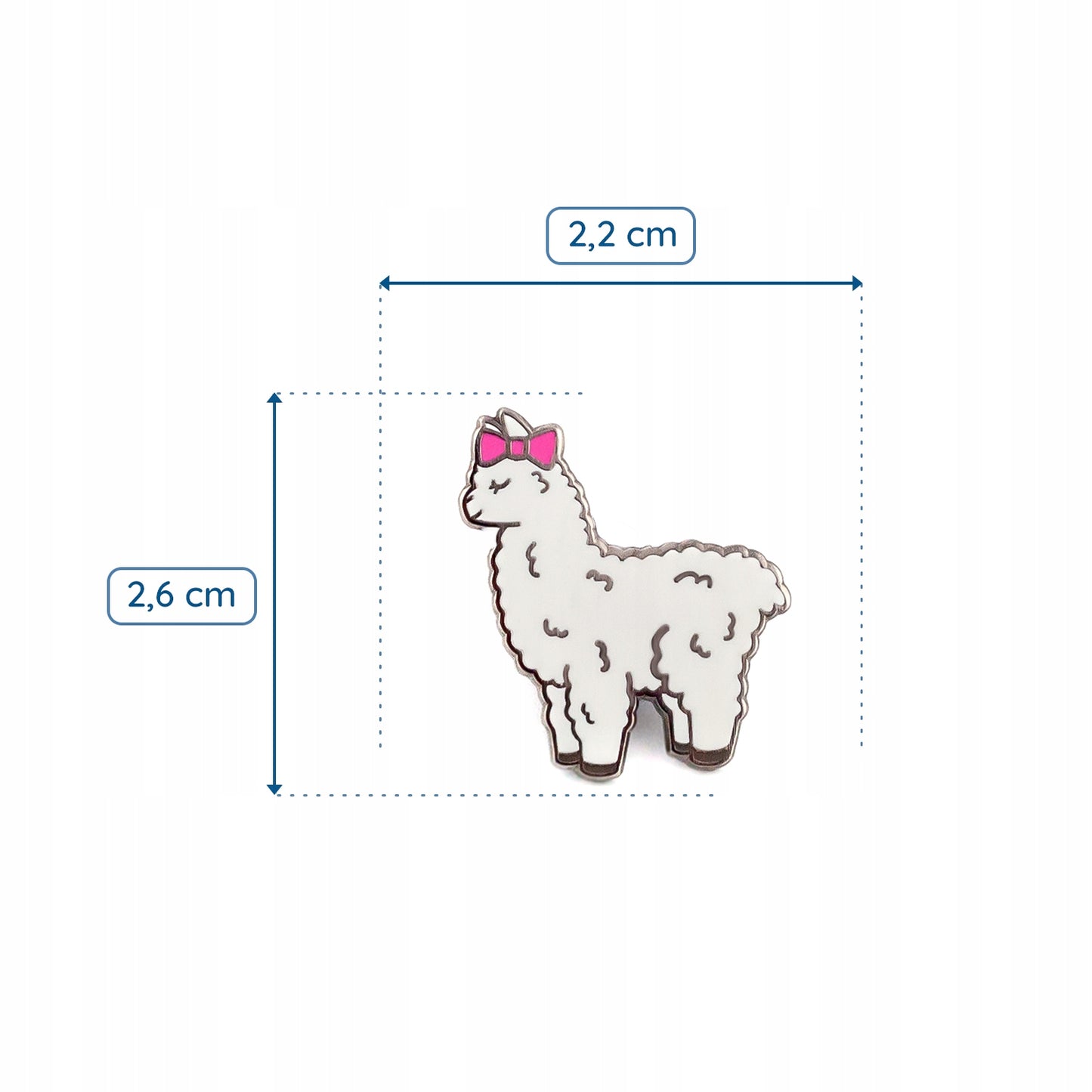 Alpaca albă cu fundă roz - o broșă frumoasă