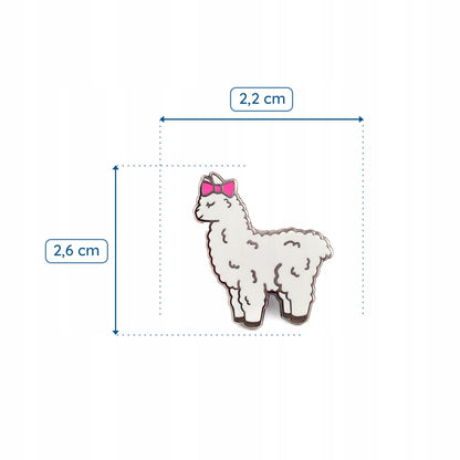 Alpaca albă cu fundă roz - o broșă frumoasă