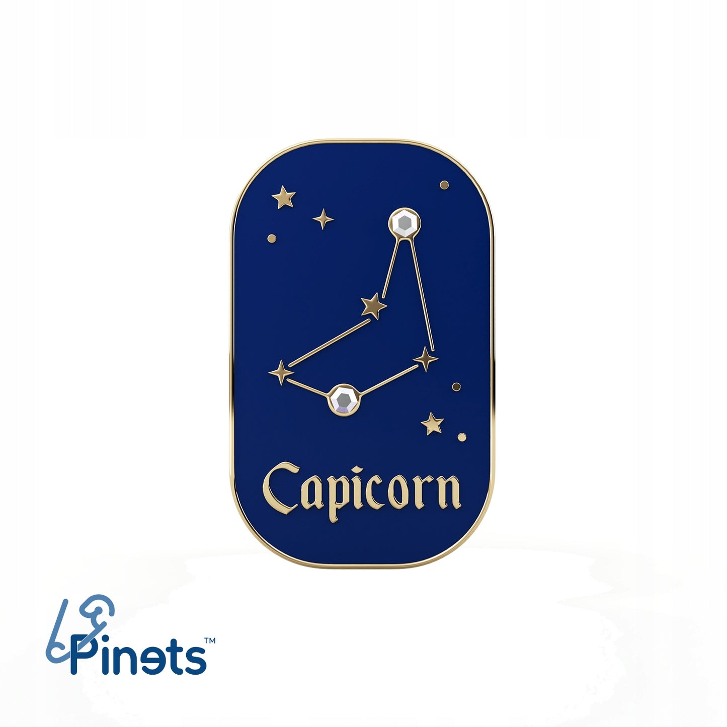 Semn zodiacal Capricorn - broșă cu zirconiu finisată cu aur de 14K