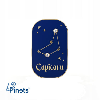 Semn zodiacal Capricorn - broșă cu zirconiu finisată cu aur de 14K