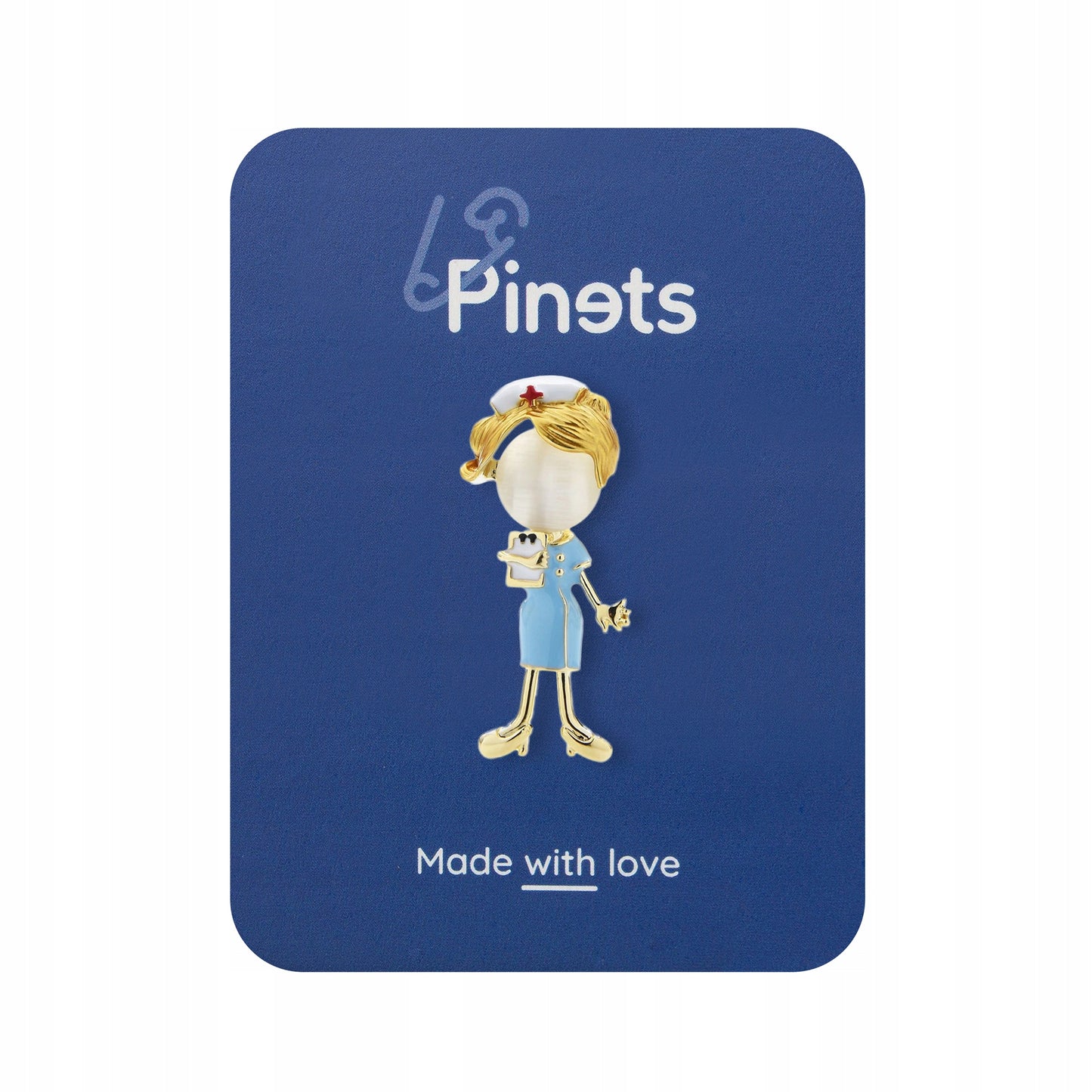 Asistentă medicală în ținută albastră - broșă