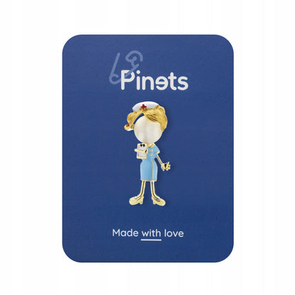 Asistentă medicală în ținută albastră - broșă