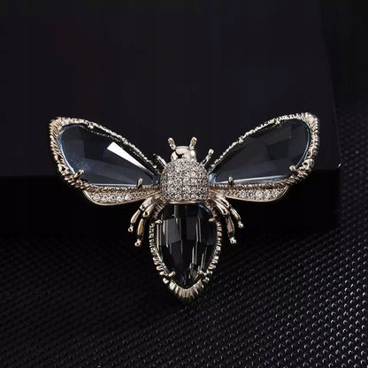 Broșă placată cu aur, insectă și zirconiu cubic