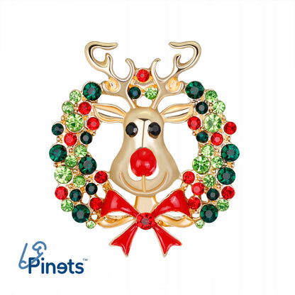 Ren cu o coroană - broșă de Crăciun