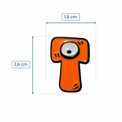 Litera T cu ochi - broșă portocalie