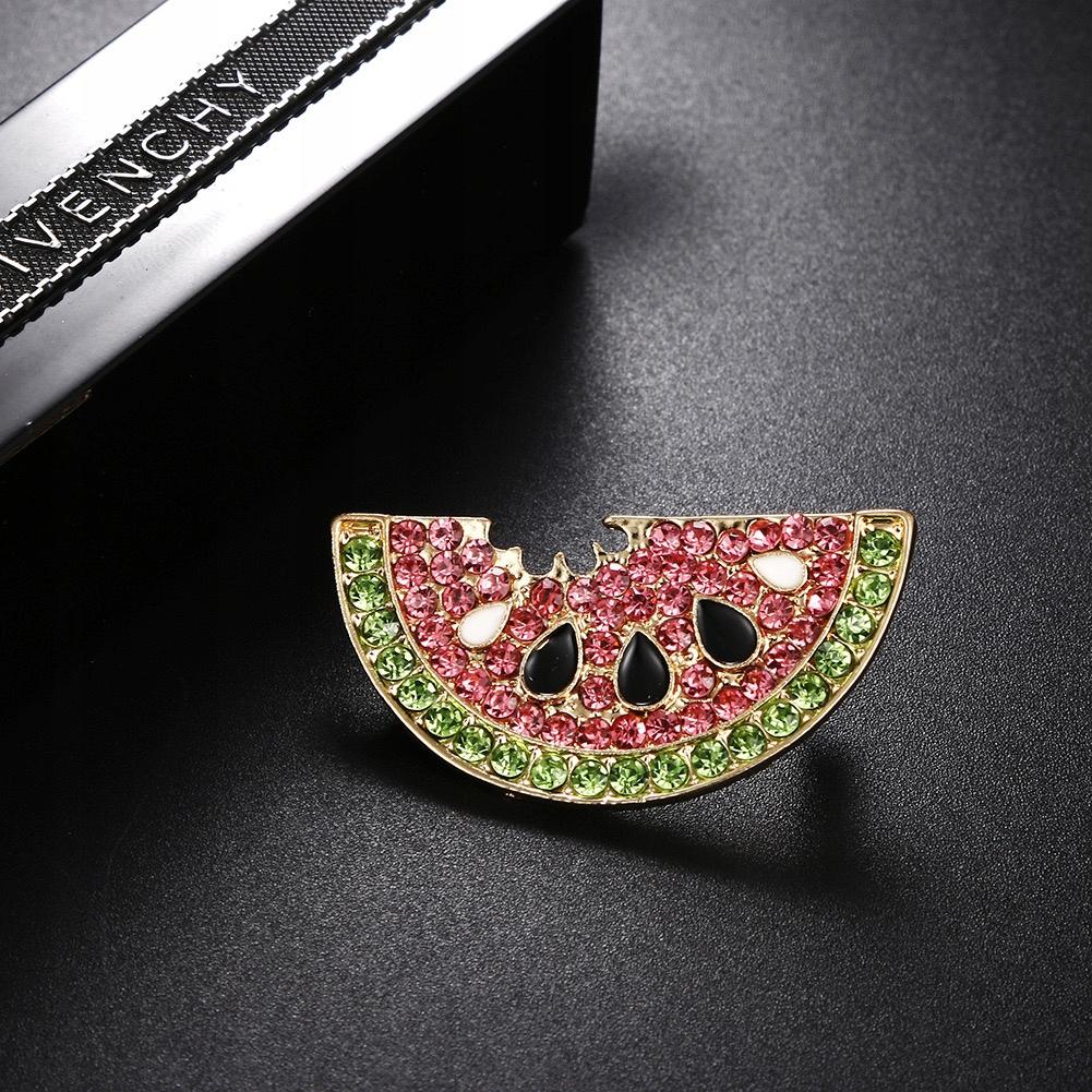 Broșă pepene verde cu zirconiu cubic