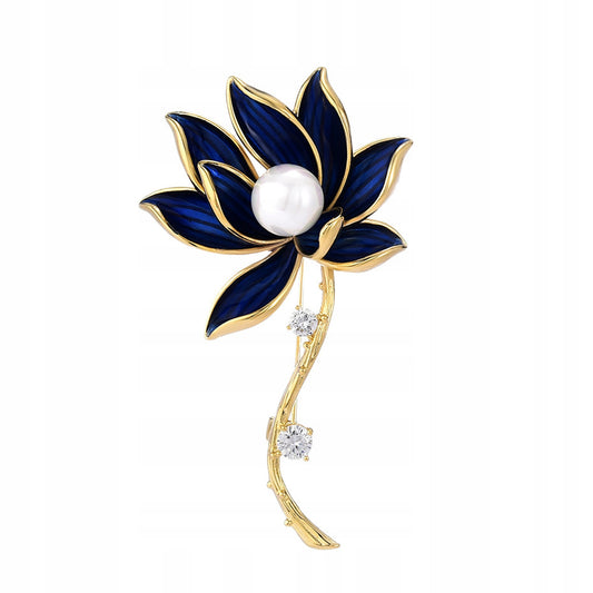 Floare de lotus - broșă placată cu aur de 14k