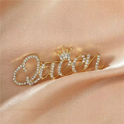 Inscripție de aur a reginei cu coroană - broșă cu zirconiu cubic