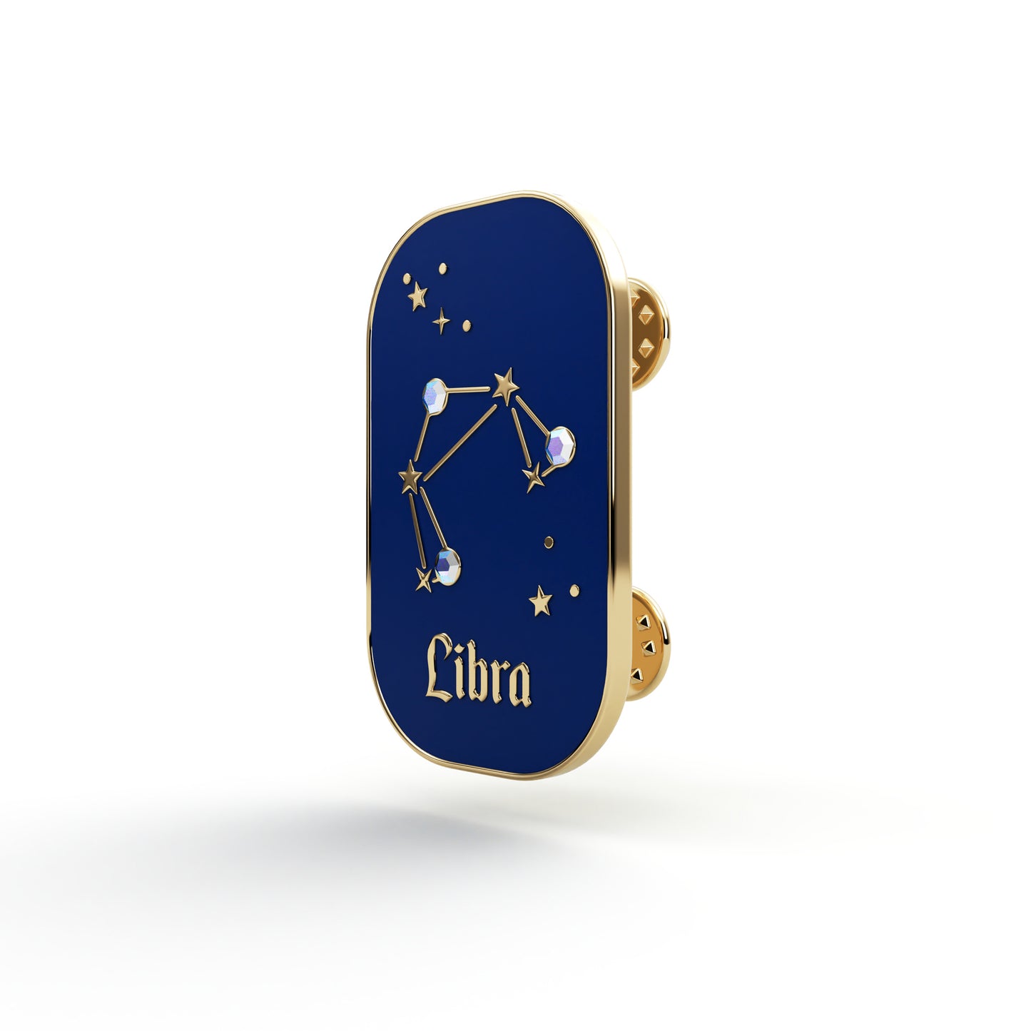 Semn zodiacal Balanță - broșă cu zirconiu finisată cu aur de 14K