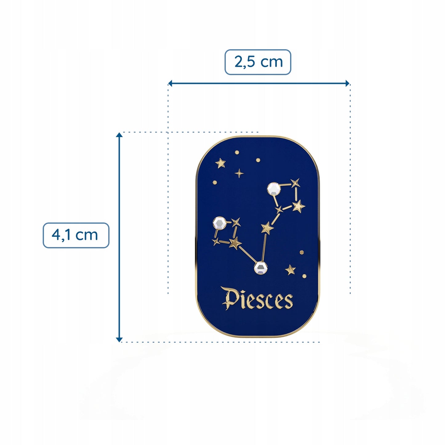 Semn zodiacal Pești - broșă cu zirconiu finisată cu aur de 14K