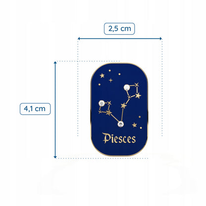 Semn zodiacal Pești - broșă cu zirconiu finisată cu aur de 14K