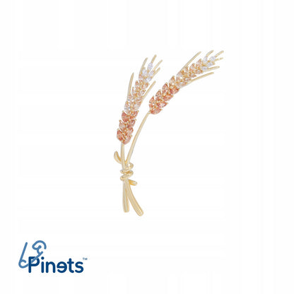 Șuvițe de grâu - broșă placată cu aur de 14K cu zirconiu cubic