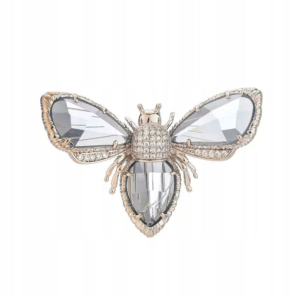 Broșă placată cu aur, insectă și zirconiu cubic