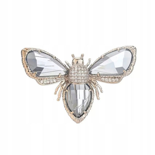 Broșă placată cu aur, insectă și zirconiu cubic
