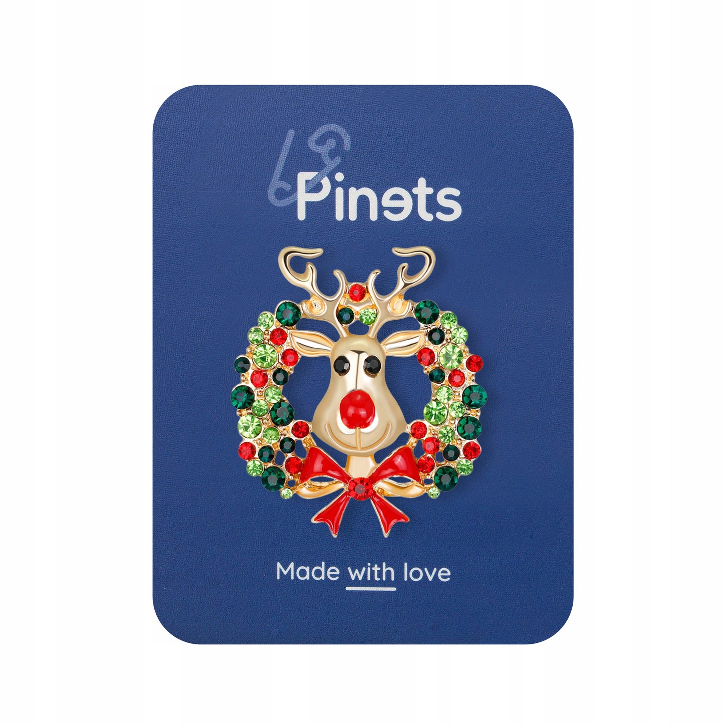 Ren cu o coroană - broșă de Crăciun