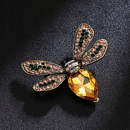 Broșă insectă galbenă cu zirconiu cubic