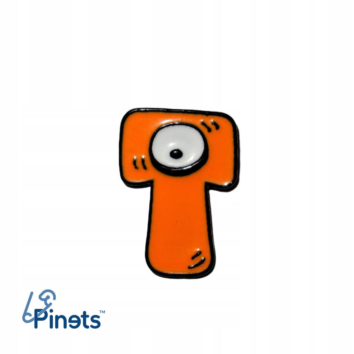 Litera T cu ochi - broșă portocalie