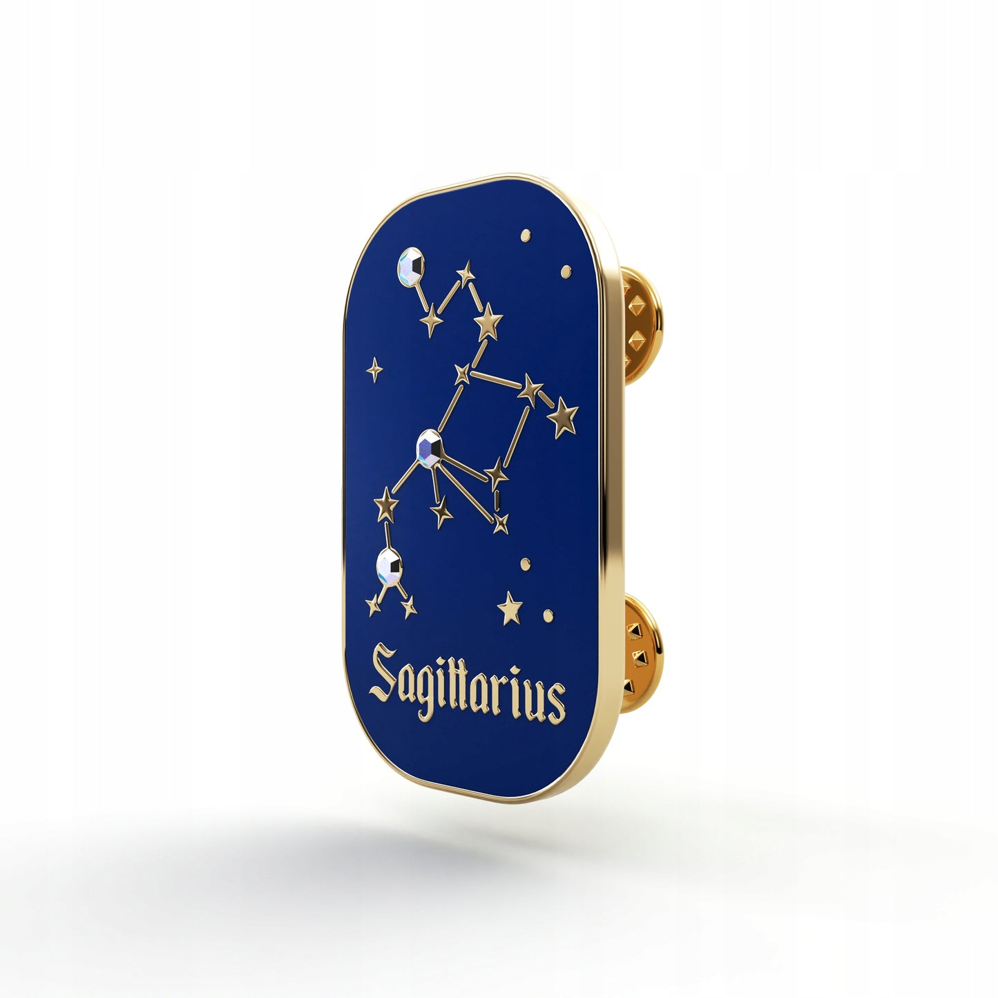 Semn zodiacal Săgetător - broșă cu zirconiu finisată cu aur de 14K