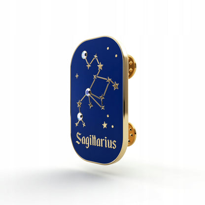 Semn zodiacal Săgetător - broșă cu zirconiu finisată cu aur de 14K