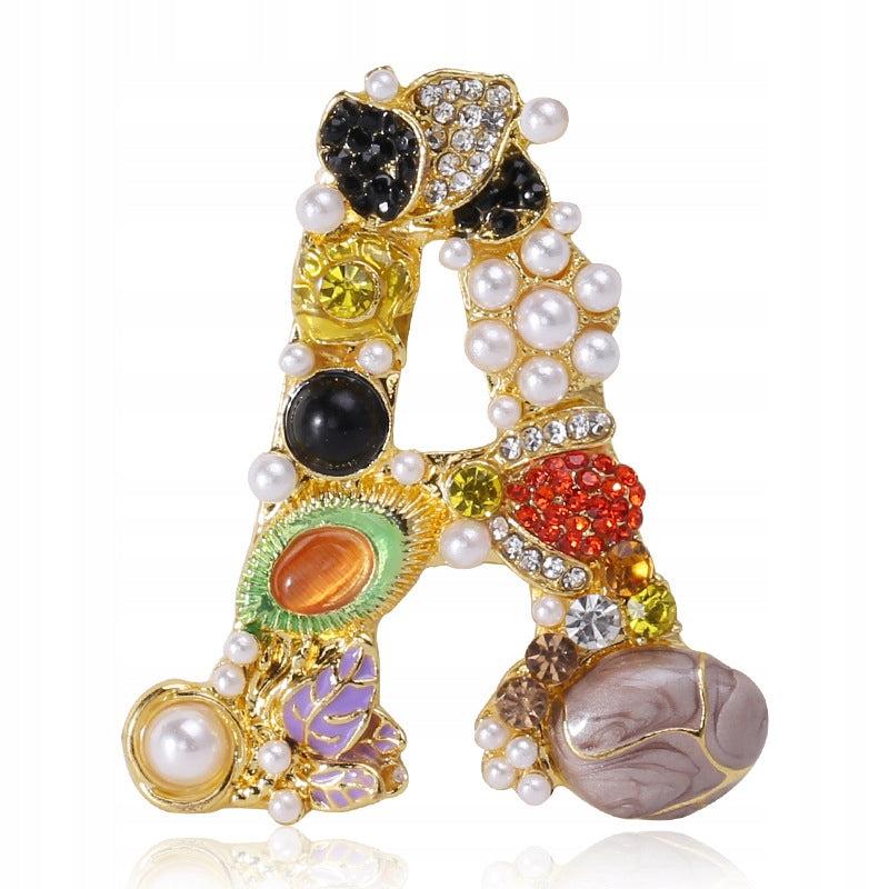 Pandantiv broșă de aur cu litera A