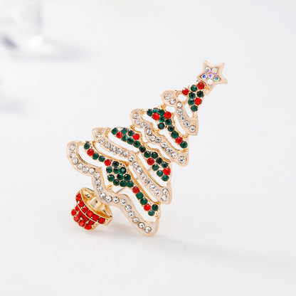 Brad de Crăciun cu lanț alb - broșă colorată de Crăciun