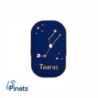 Semn zodiacal Taur - broșă cu zirconiu finisată cu aur de 14K