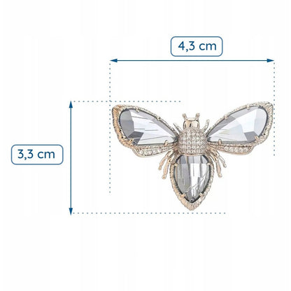 Broșă placată cu aur, insectă și zirconiu cubic
