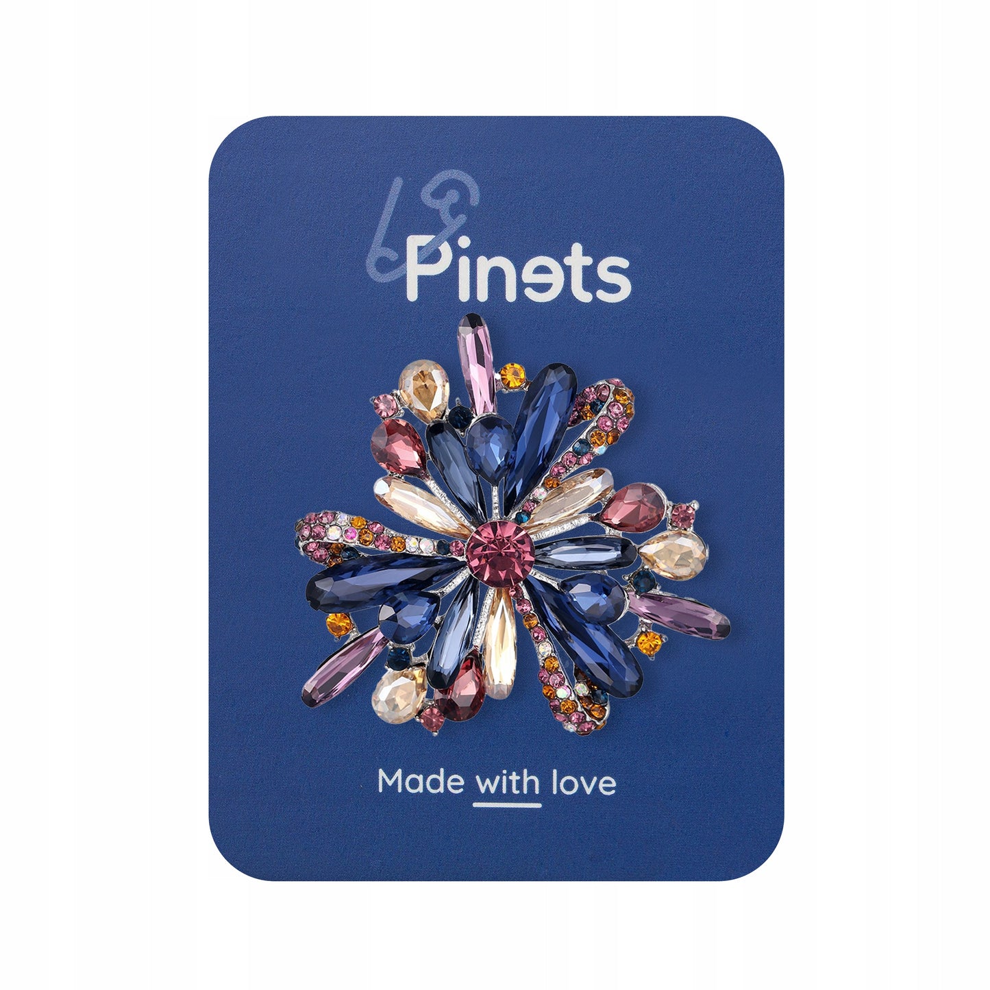 Floare colorată - broșă cu zirconiu cubic