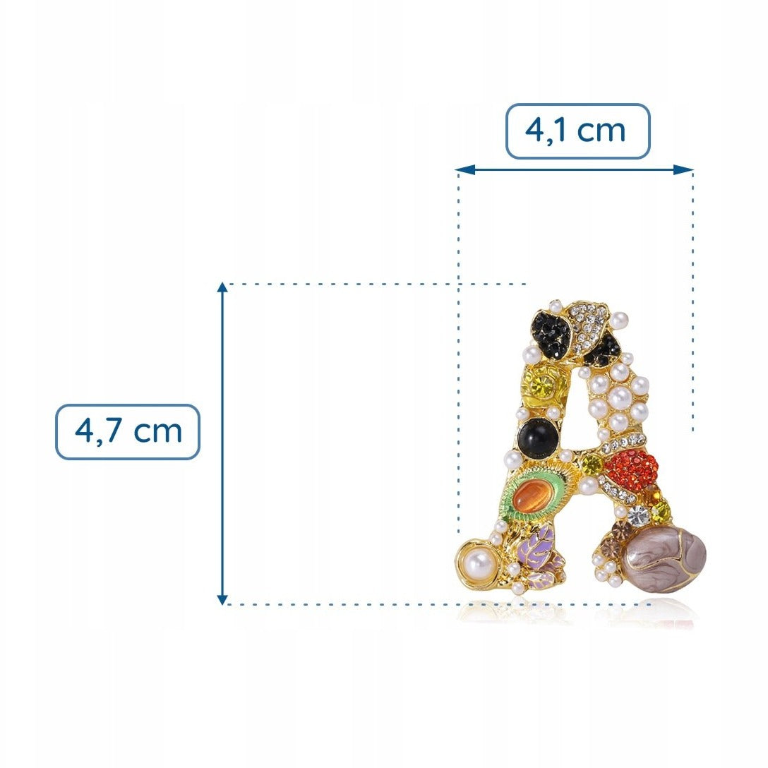 Pandantiv broșă de aur cu litera A