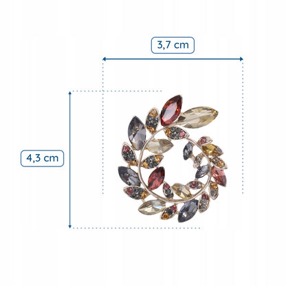 Cunună cu frunze - broșă decorată cu zirconii