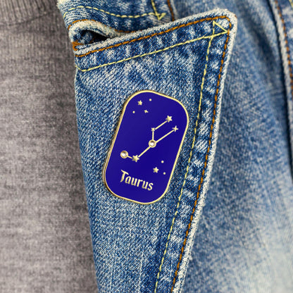 Semn zodiacal Taur - broșă cu zirconiu finisată cu aur de 14K