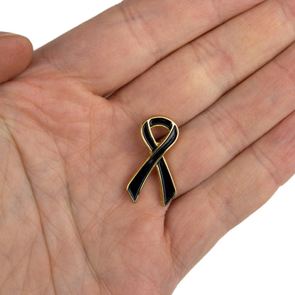 Panglică funerară neagră și aurie - insignă emailată pentru înmormântări sau doliu