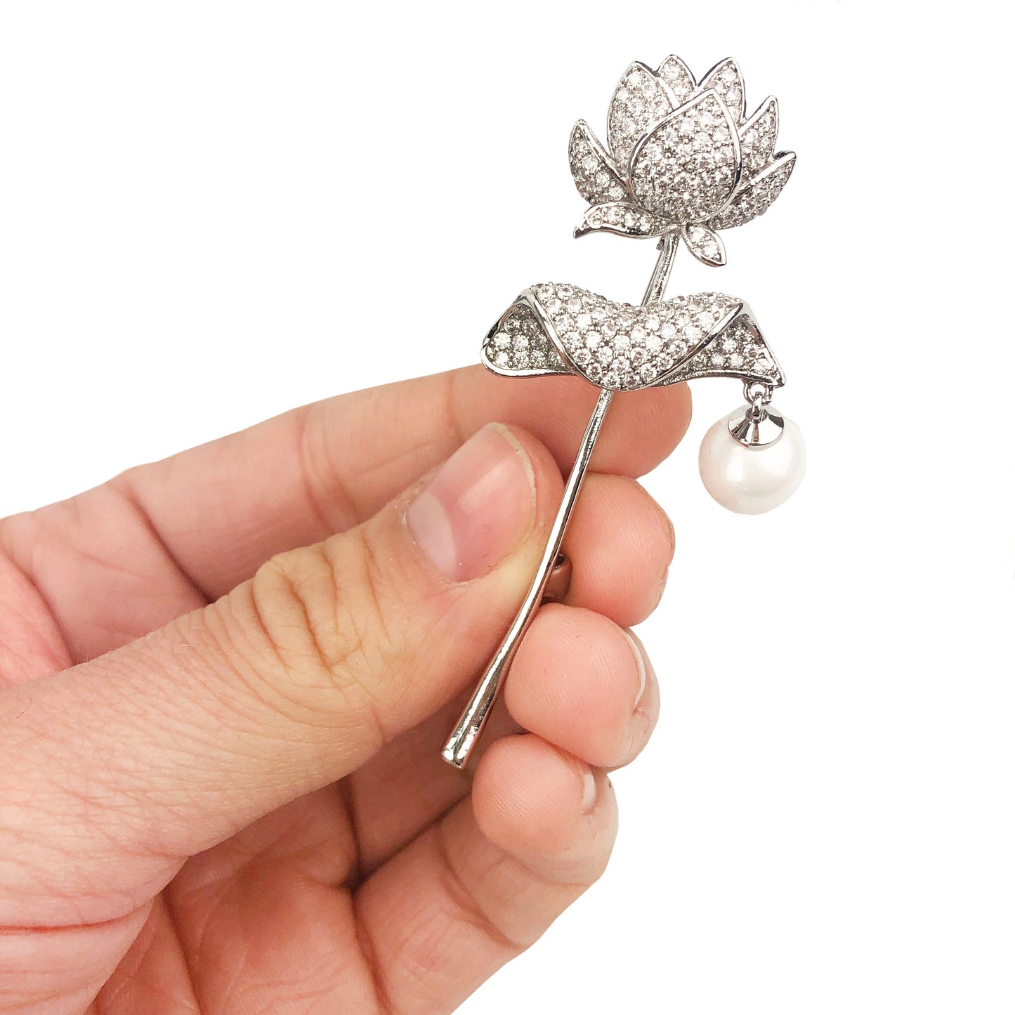 Argint placat cu aur roz cu broșă din aur alb de 14k