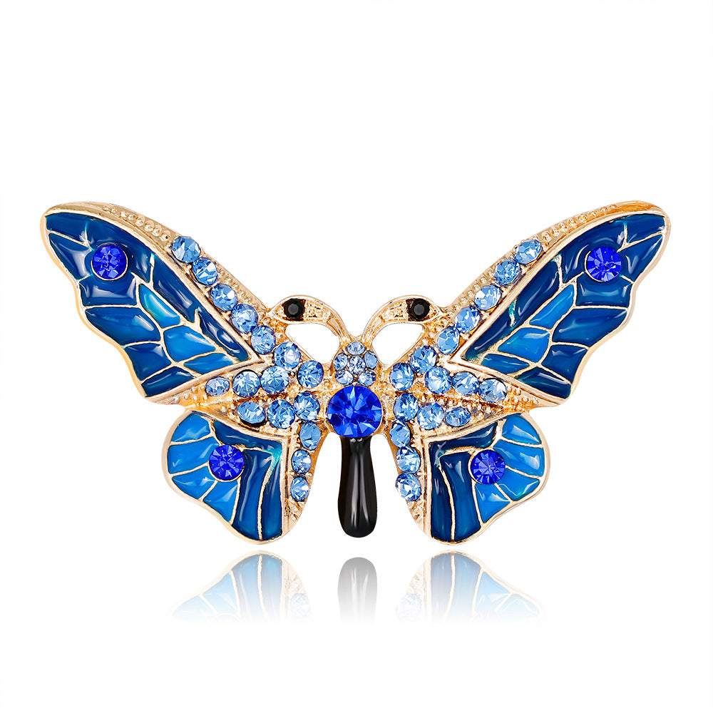 Broșă fluture albastru cu zirconiu cubic