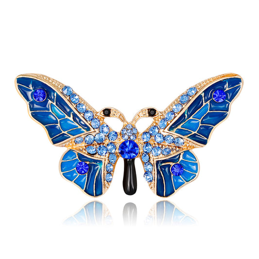 Broșă fluture albastru cu zirconiu cubic
