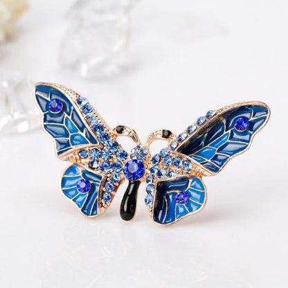 Broșă fluture albastru cu zirconiu cubic