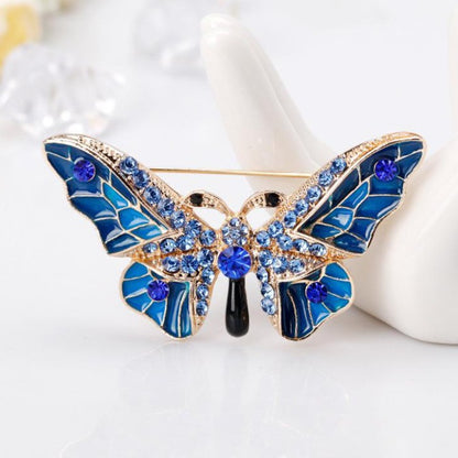 Broșă fluture albastru cu zirconiu cubic