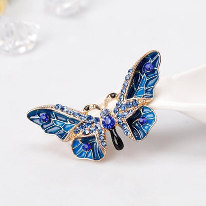 Broșă fluture albastru cu zirconiu cubic